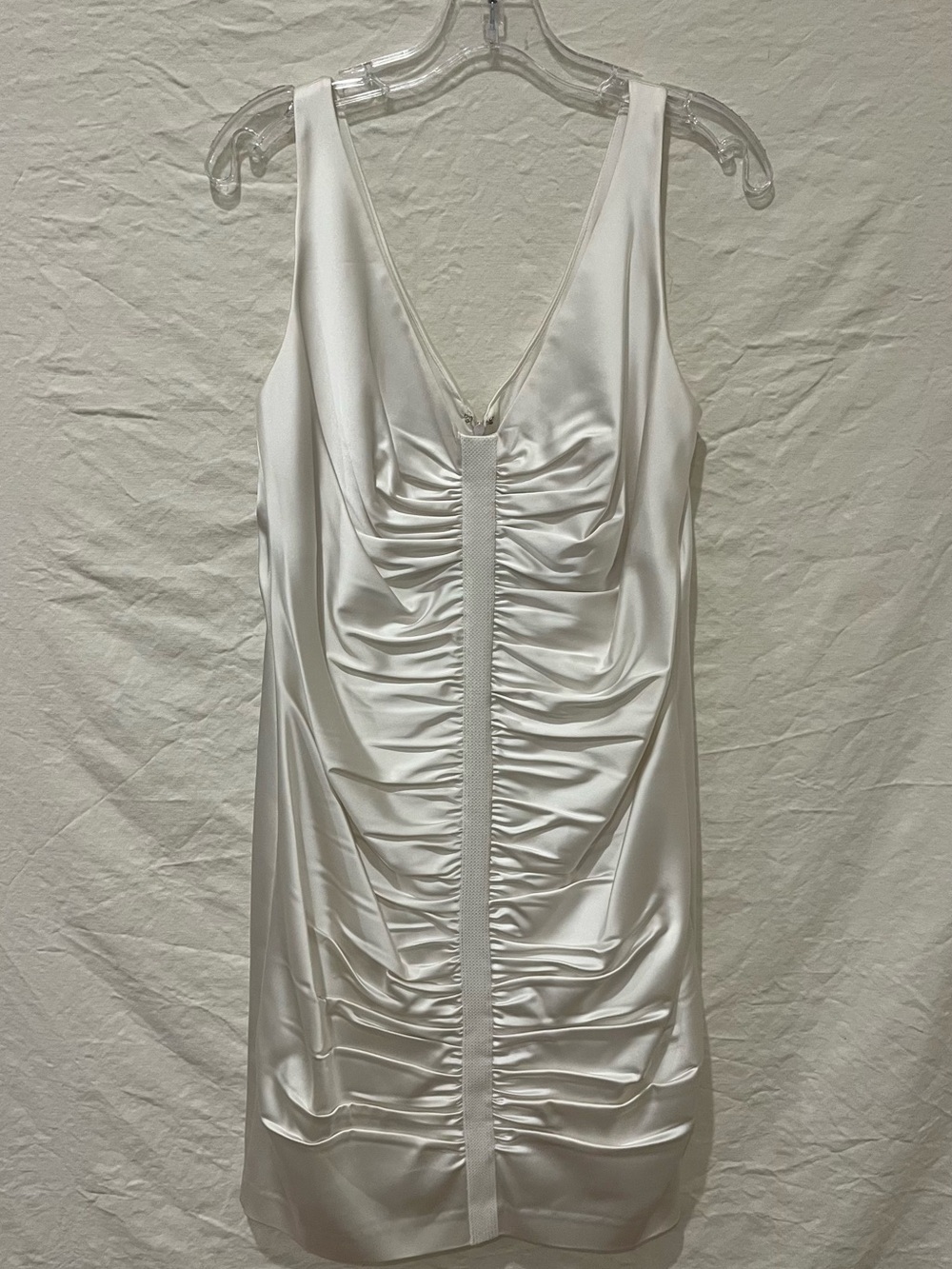 Calvin Klein White Ruched Sequin Cocktail Dress Size 12 NWT